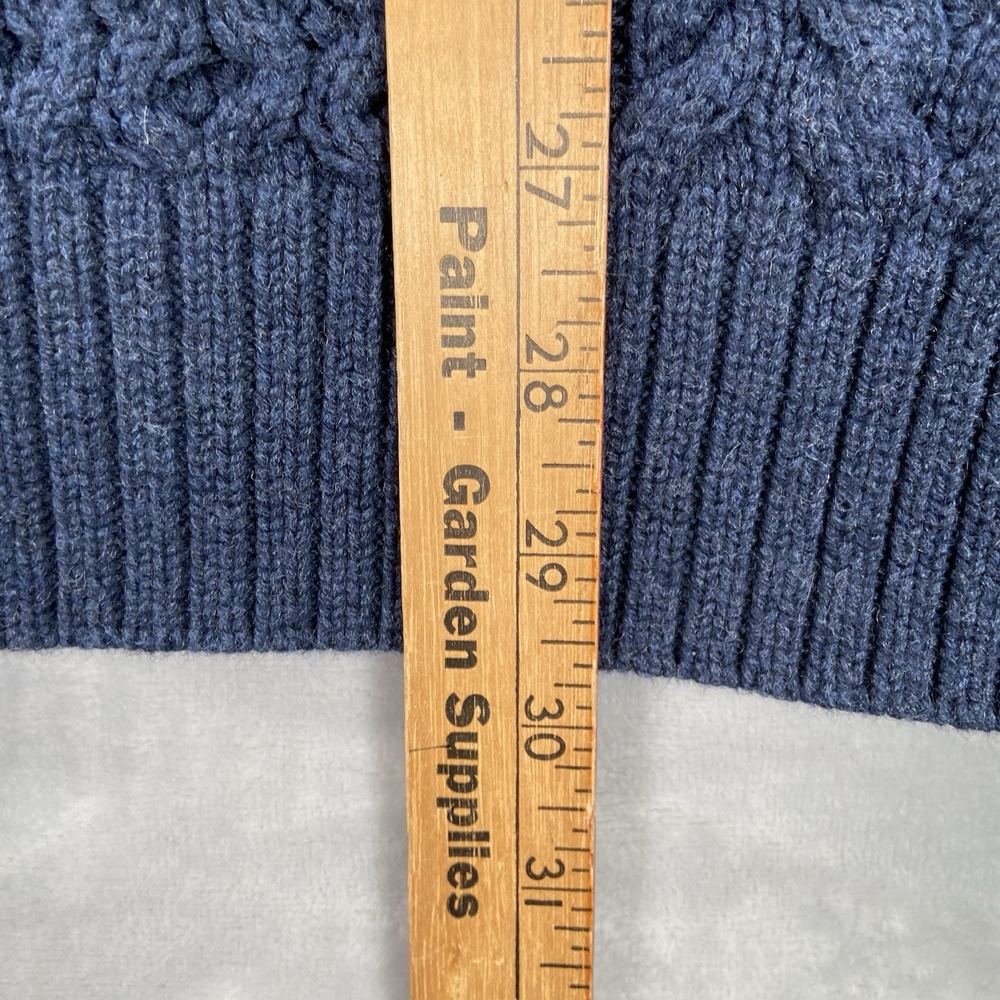 Vineyard Vines Sweater men's Large Chunky Knit Merino Wool Cotton Crew Neck Blue - Picture 10 of 11